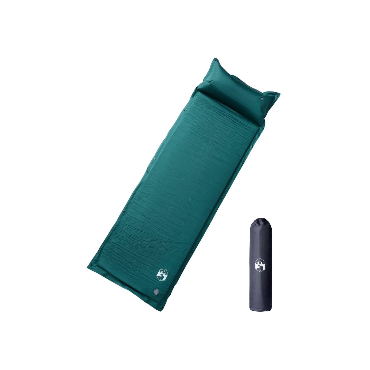 Matelas de camping autogonflant avec oreiller 1 personne vert