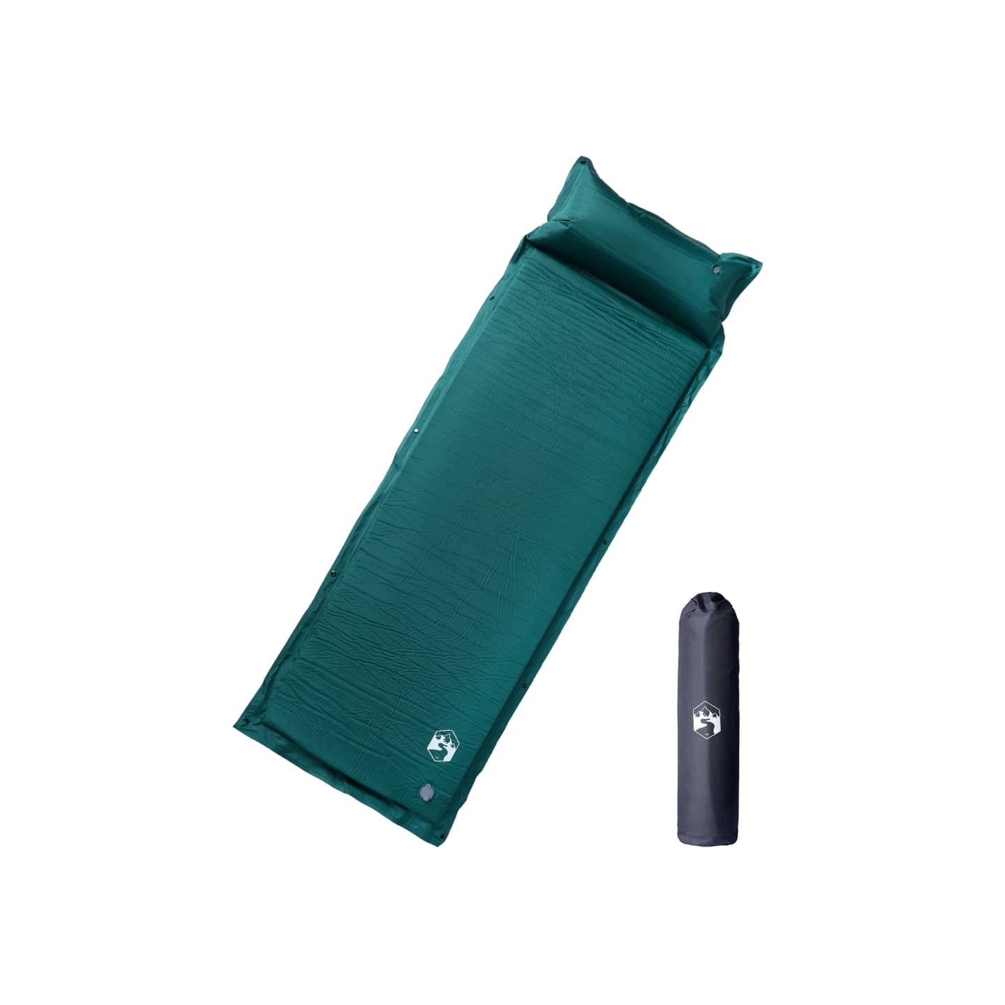 Matelas de camping autogonflant avec oreiller 1 personne vert