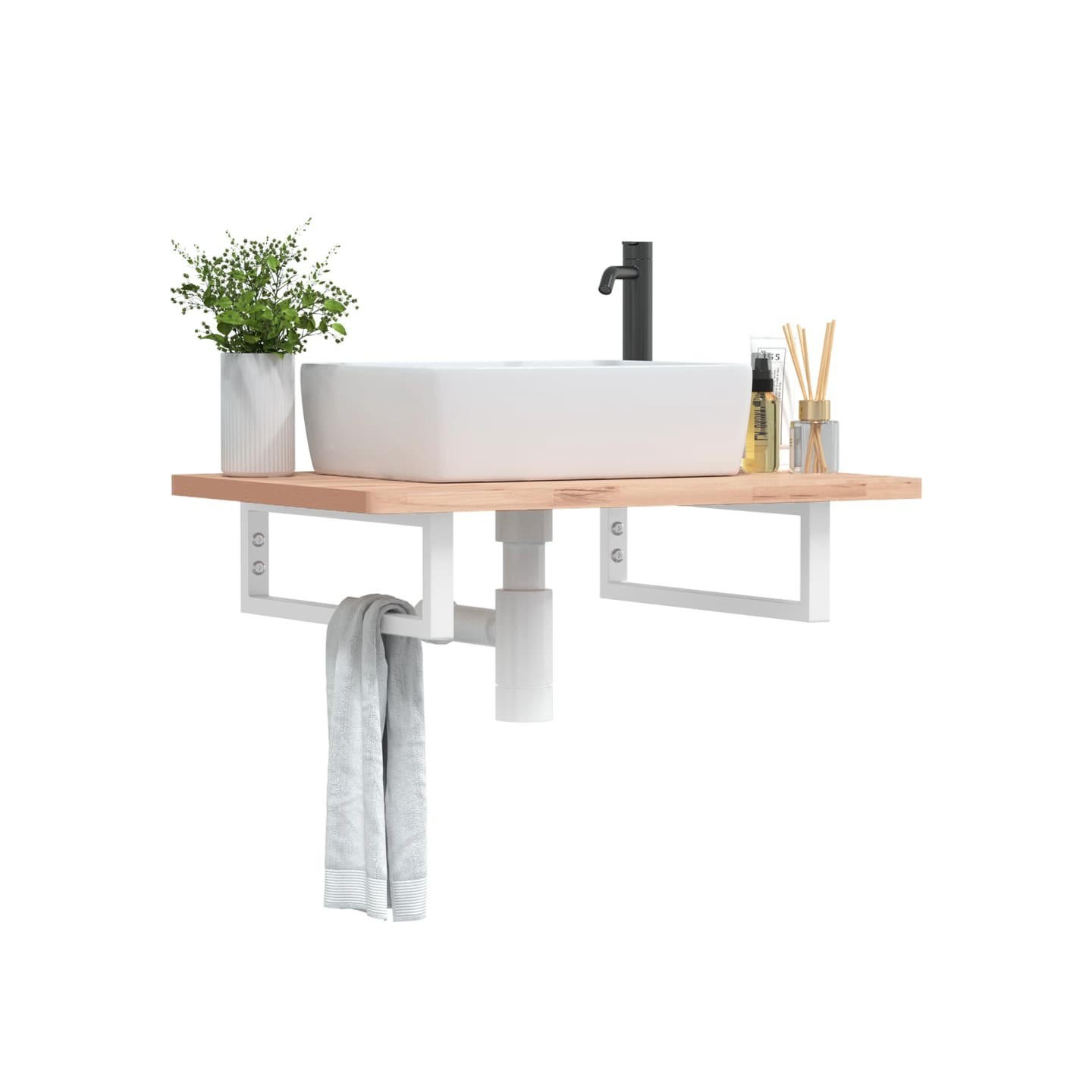Supports d'étagères pour lavabo 2 pcs blanc rectangulaire acier