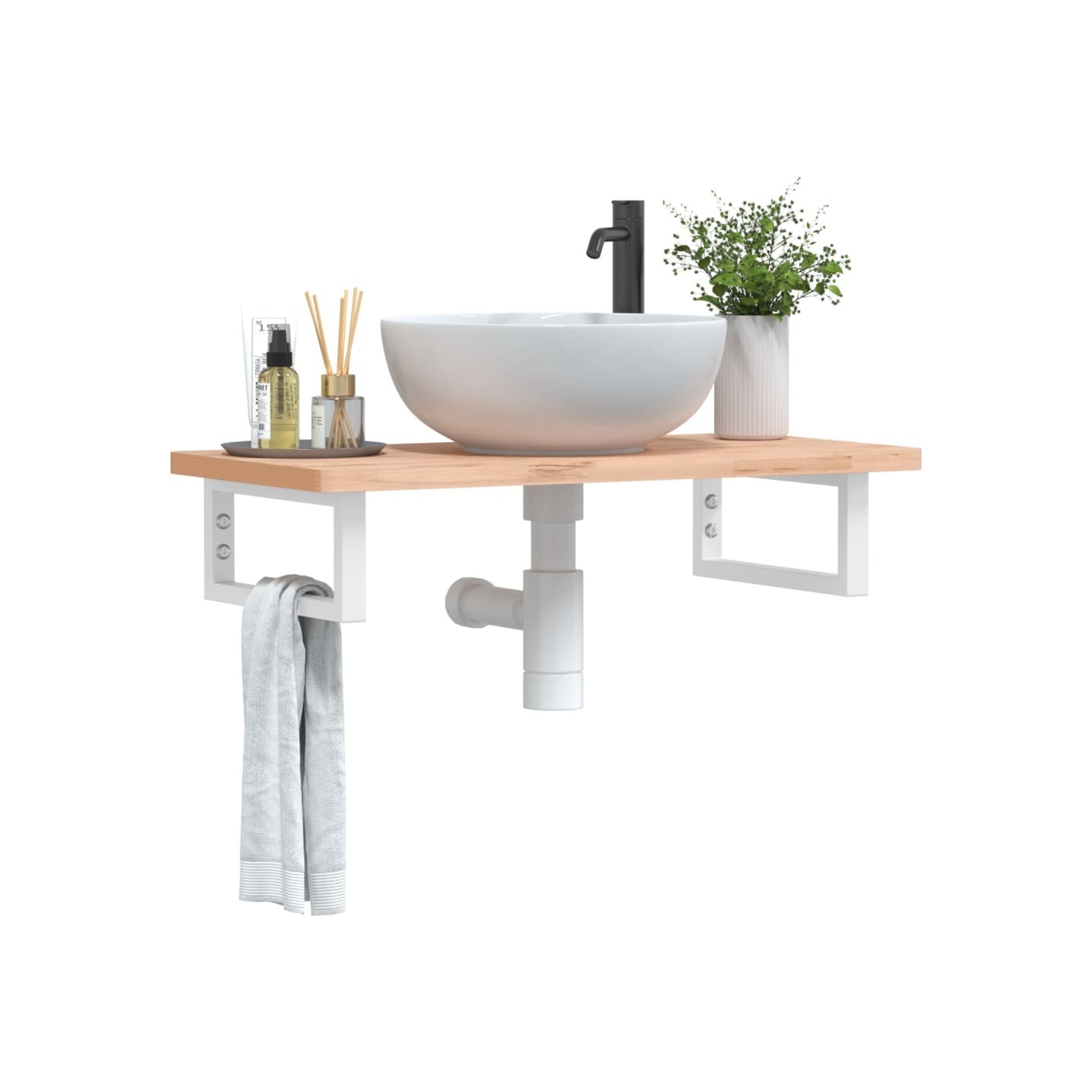 Supports d'étagères pour lavabo 2 pcs blanc rectangulaire acier