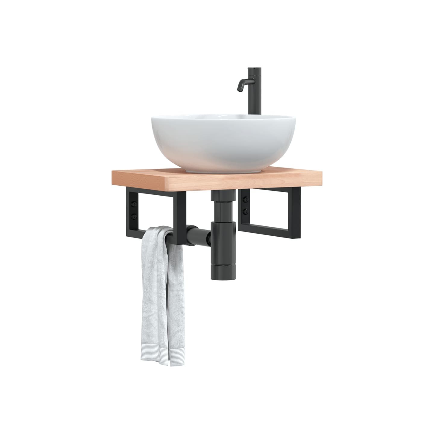 Supports d'étagères pour lavabo 2 pcs noir rectangulaire acier
