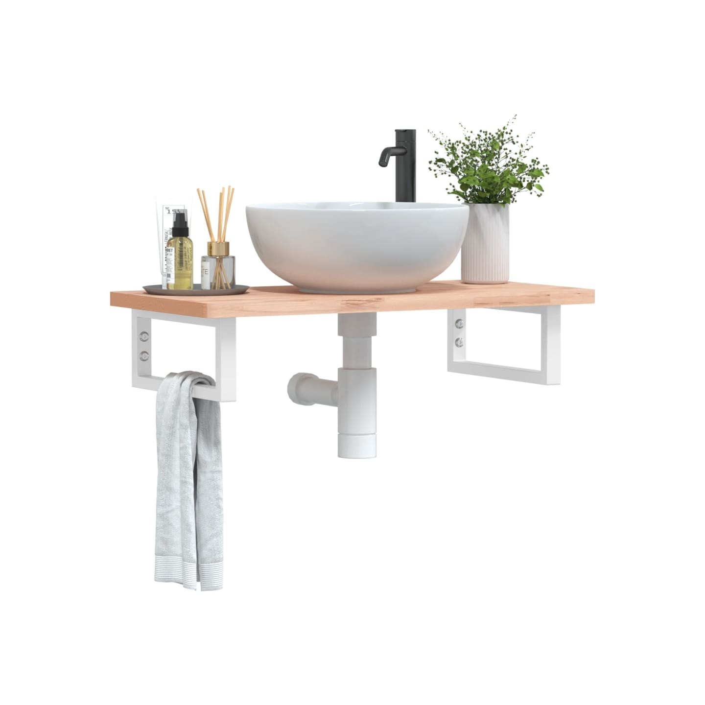 Supports d'étagères pour lavabo 2 pcs blanc rectangulaire acier