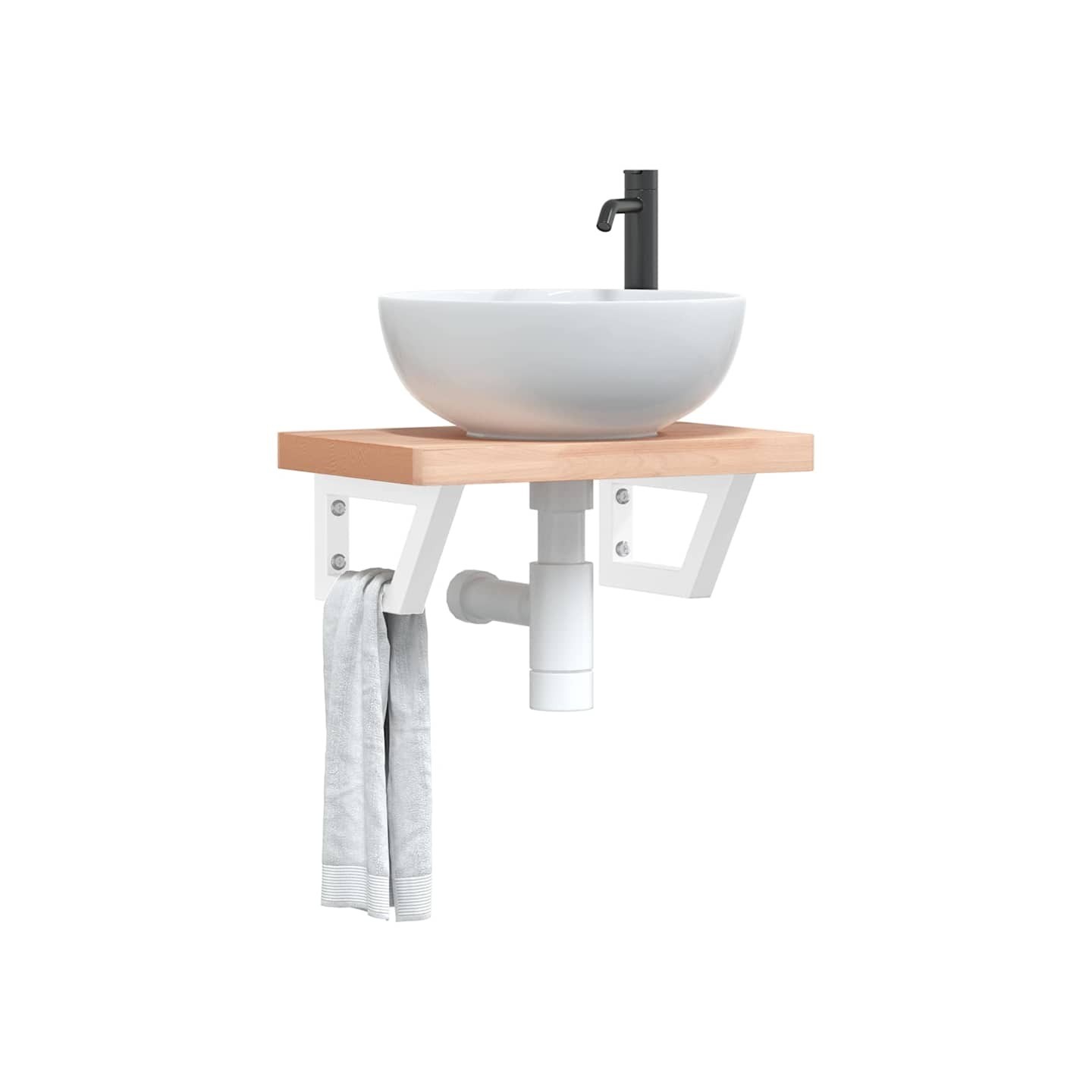 Supports d'étagères pour lavabo 2 pcs blanc trapèze acier