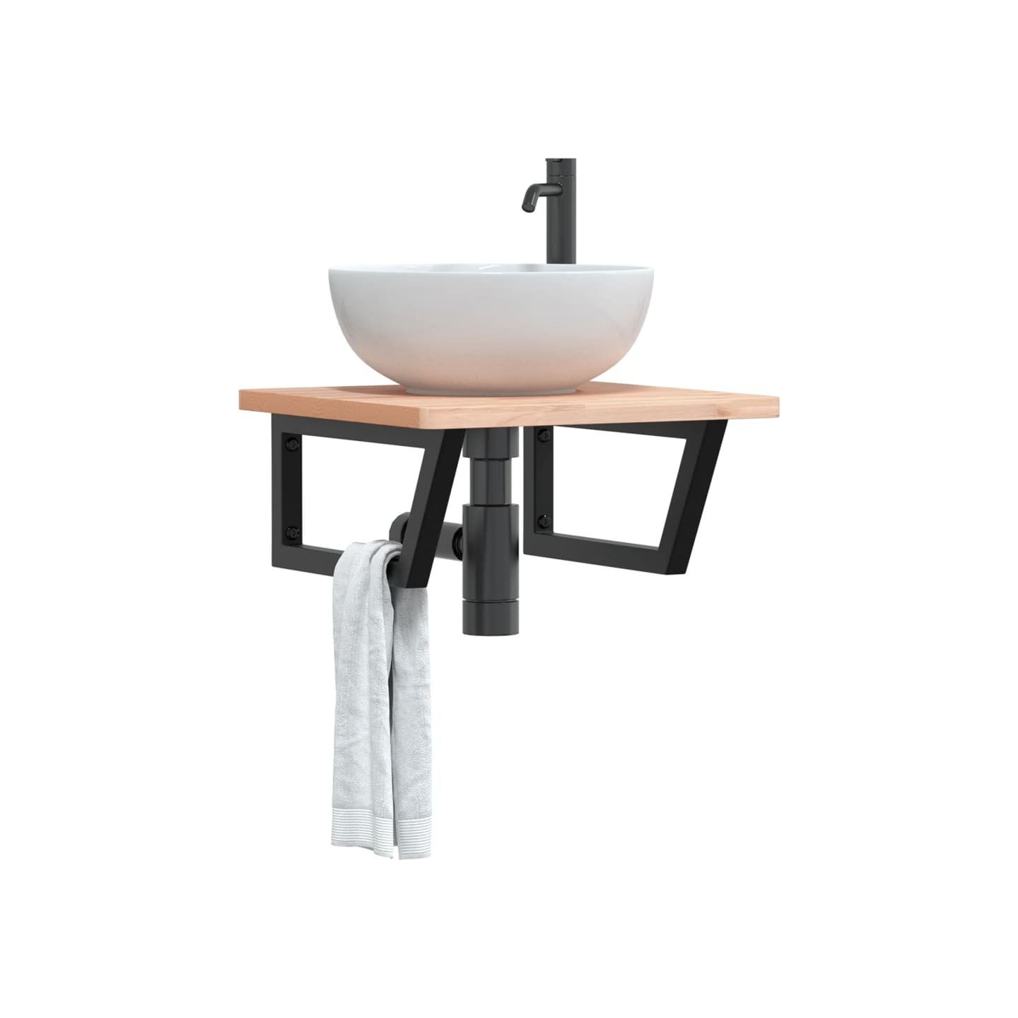 Supports d'étagères pour lavabo 2 pcs noir trapèze acier