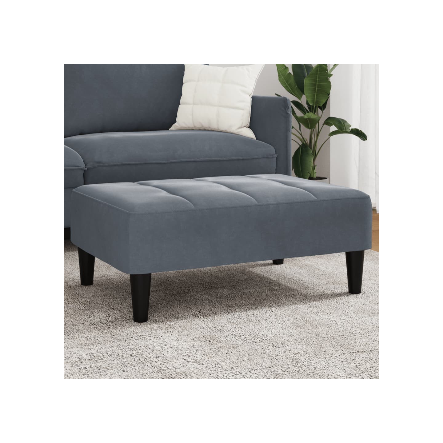 Repose-pied gris foncé 77x55x31 cm velours