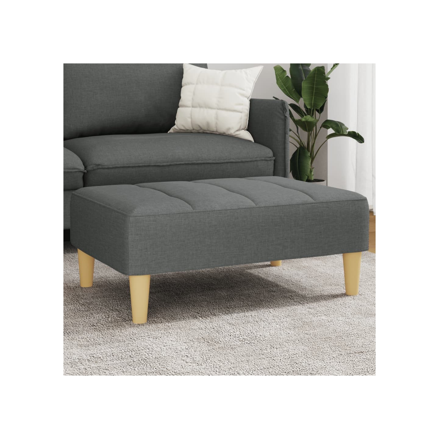 Repose-pied gris foncé 77x55x31 cm tissu