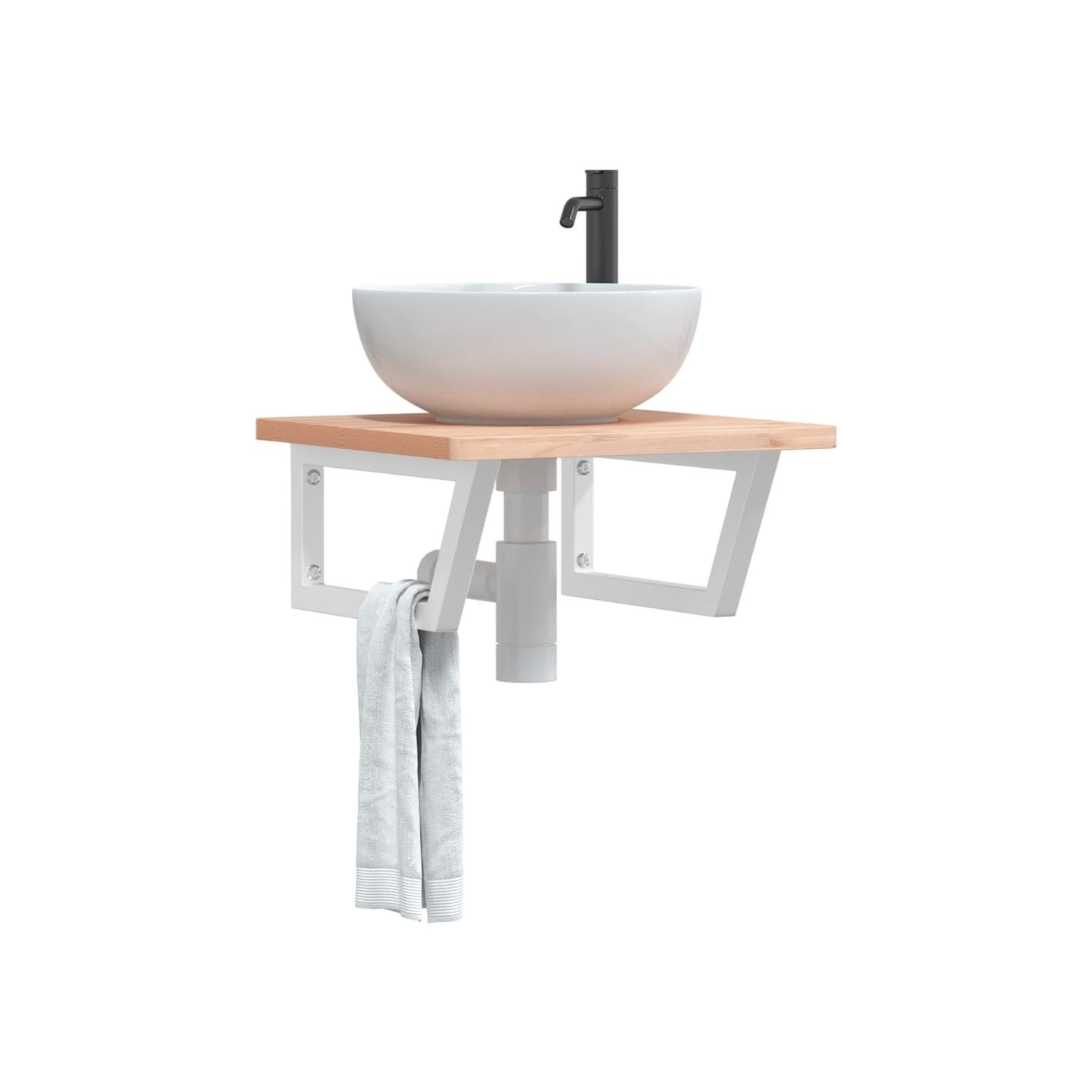 Supports d'étagères pour lavabo 2 pcs blanc trapèze acier