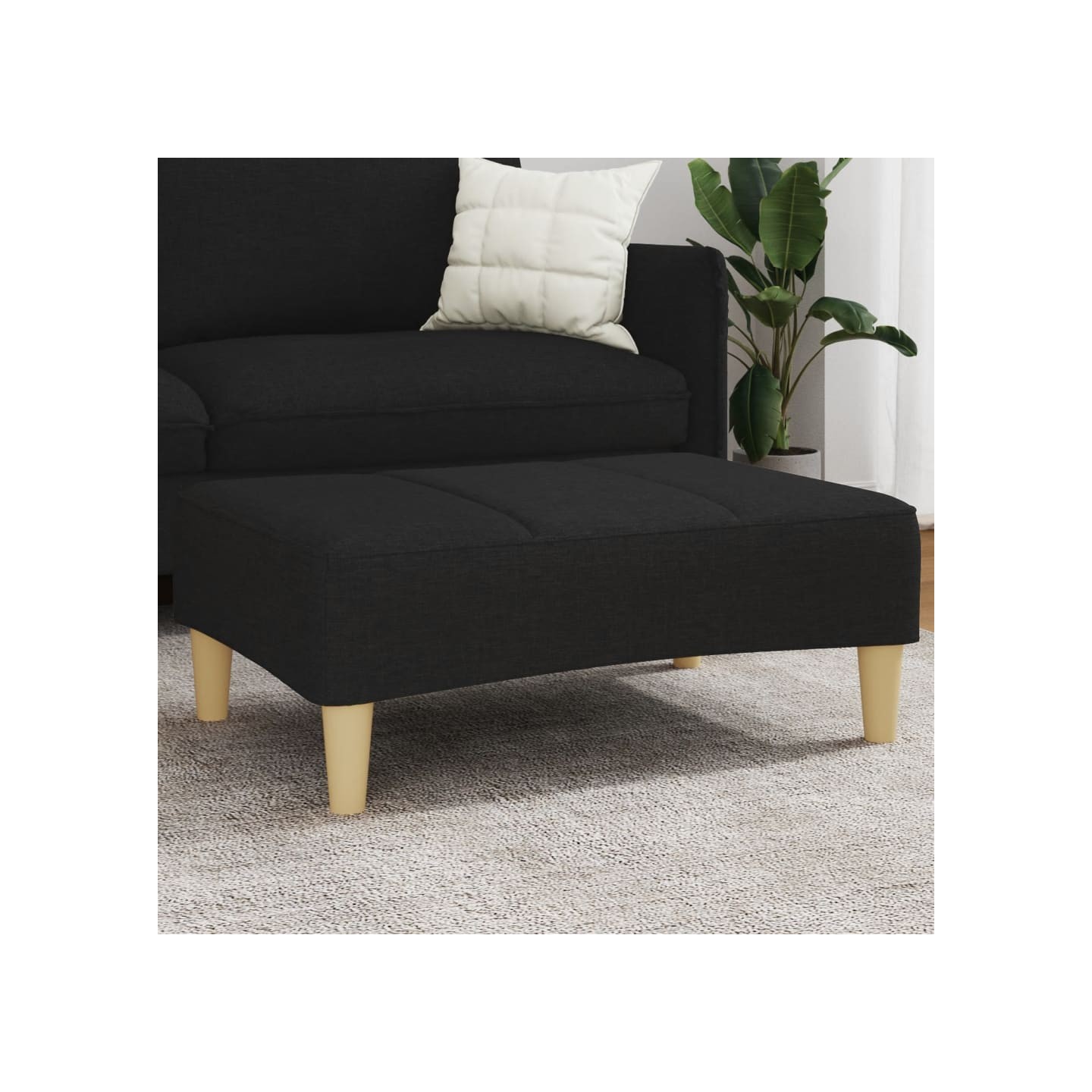 Repose-pied noir 77x55x31 cm tissu