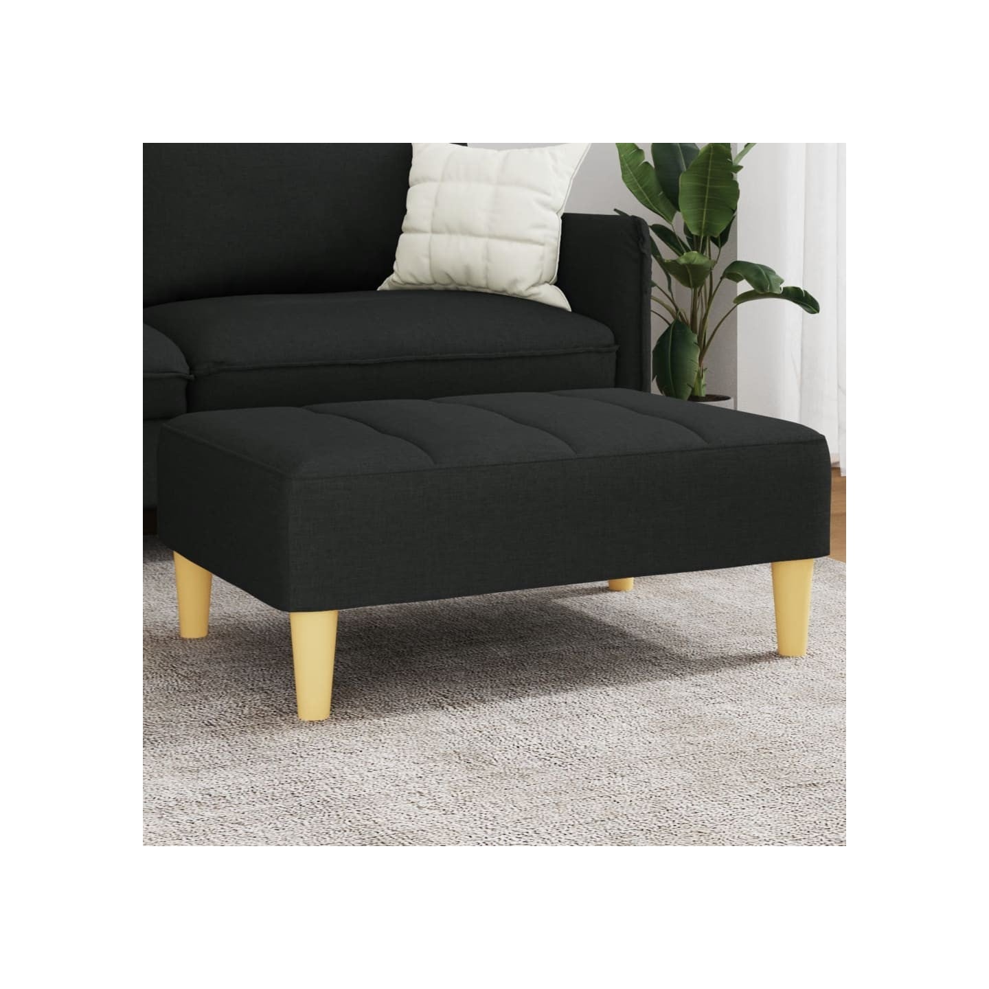 Repose-pied noir 77x55x31 cm tissu