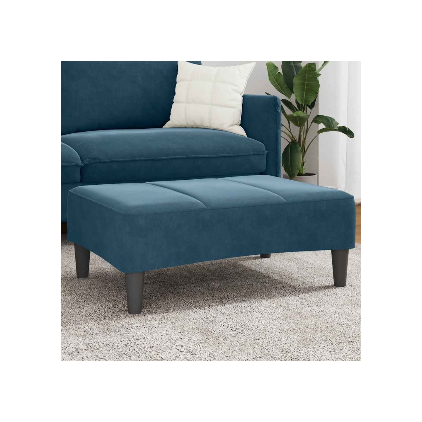 Repose-pied bleu 77x55x31 cm velours