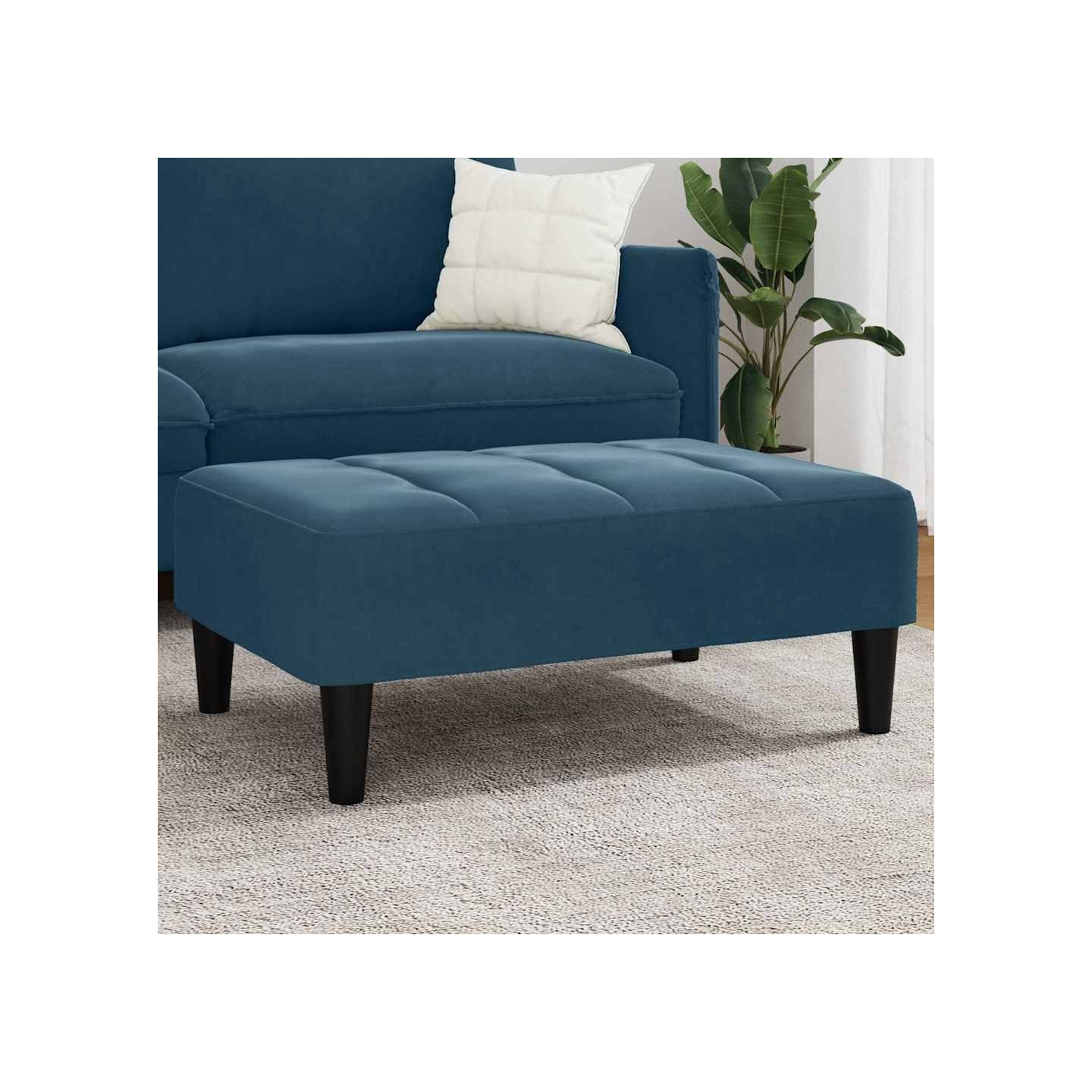 Repose-pied bleu 77x55x31 cm velours