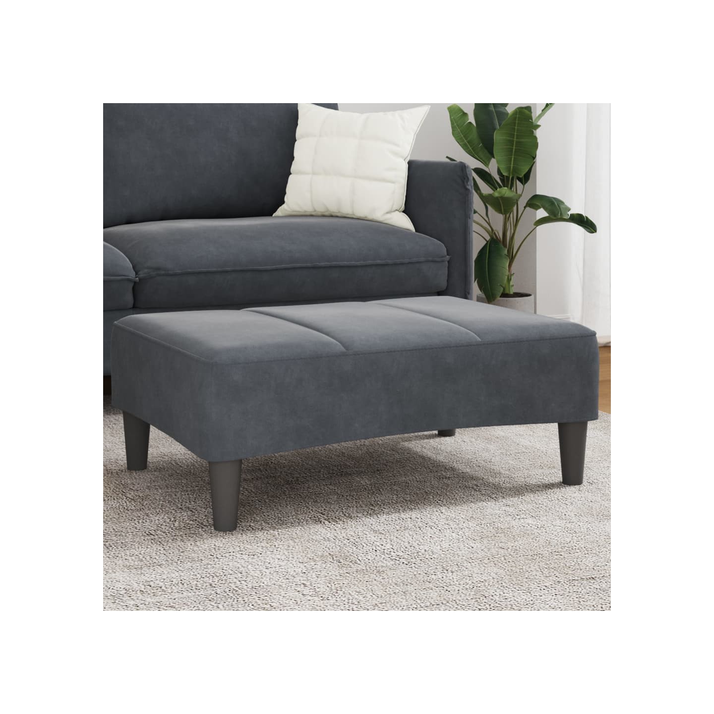 Repose-pied gris foncé 77x55x31 cm velours