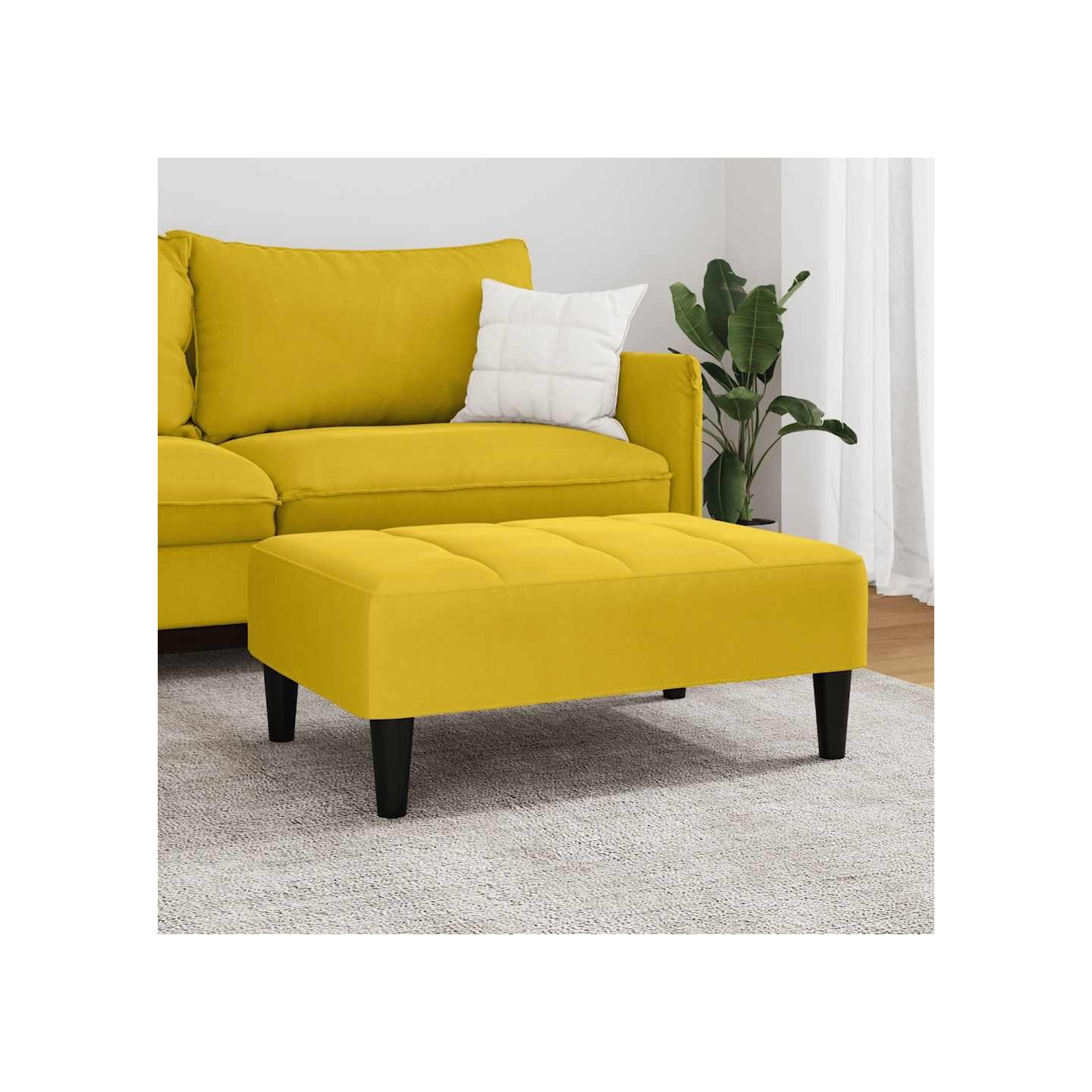 Repose-pied jaune 77x55x31 cm velours