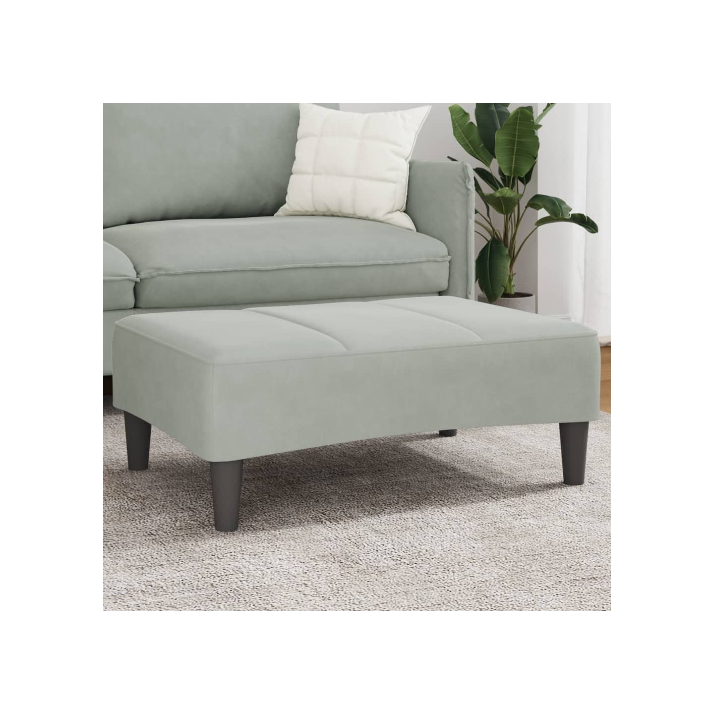 Repose-pied gris clair 77x55x31 cm velours