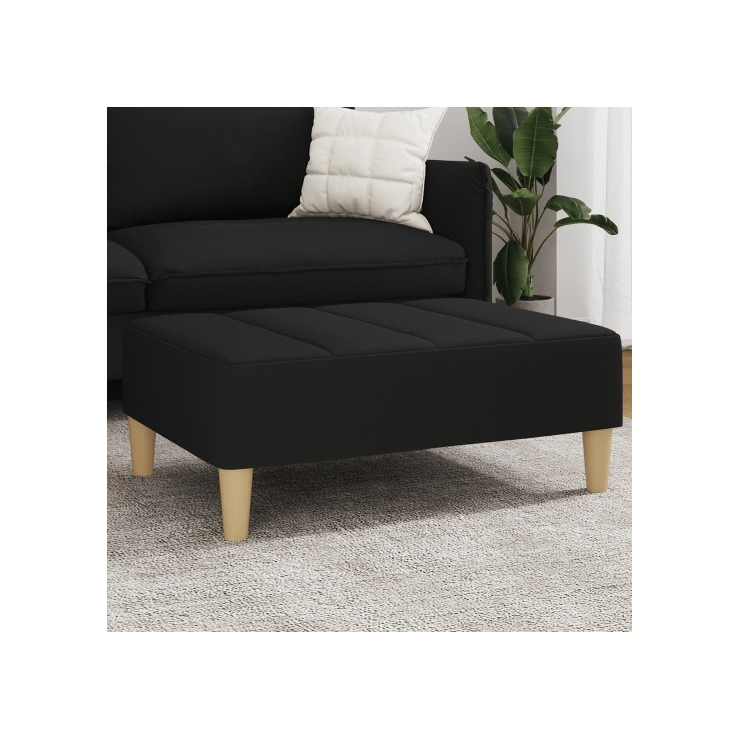 Repose-pied noir 77x55x31 cm tissu