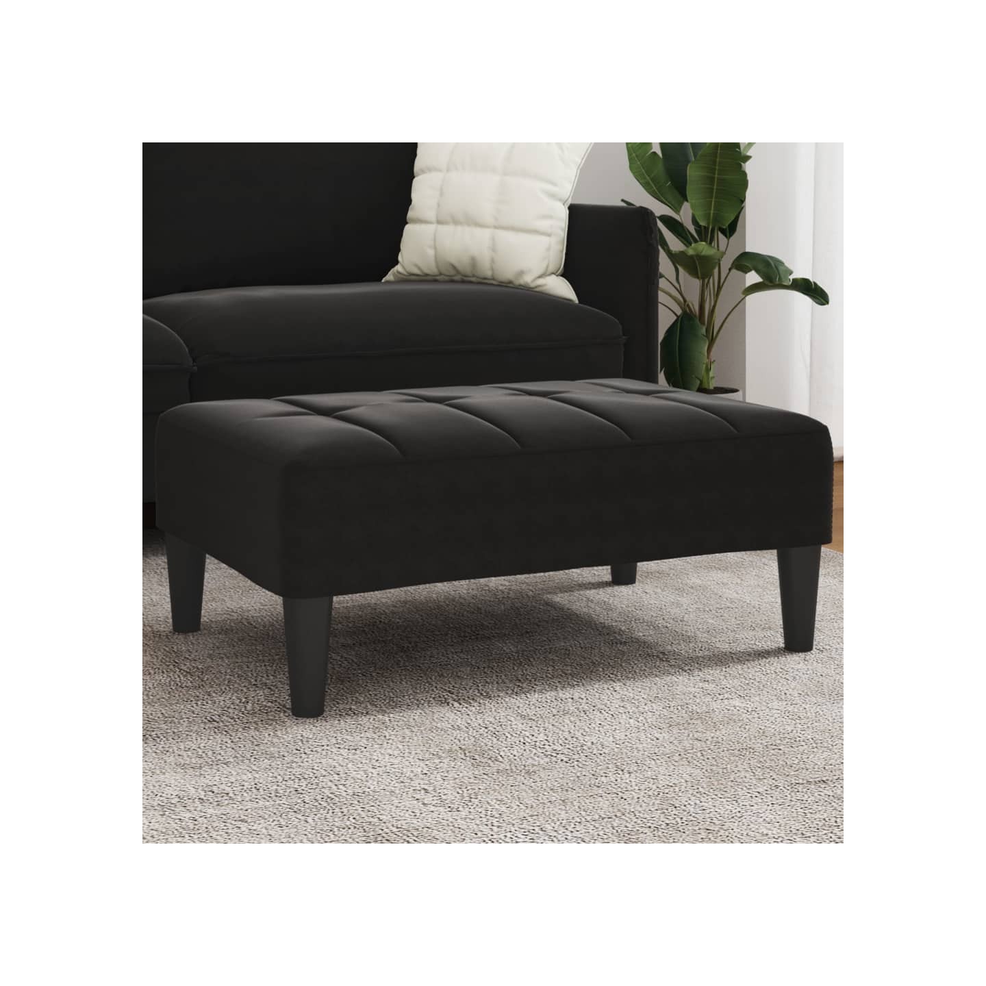 Repose-pied noir 77x55x31 cm velours