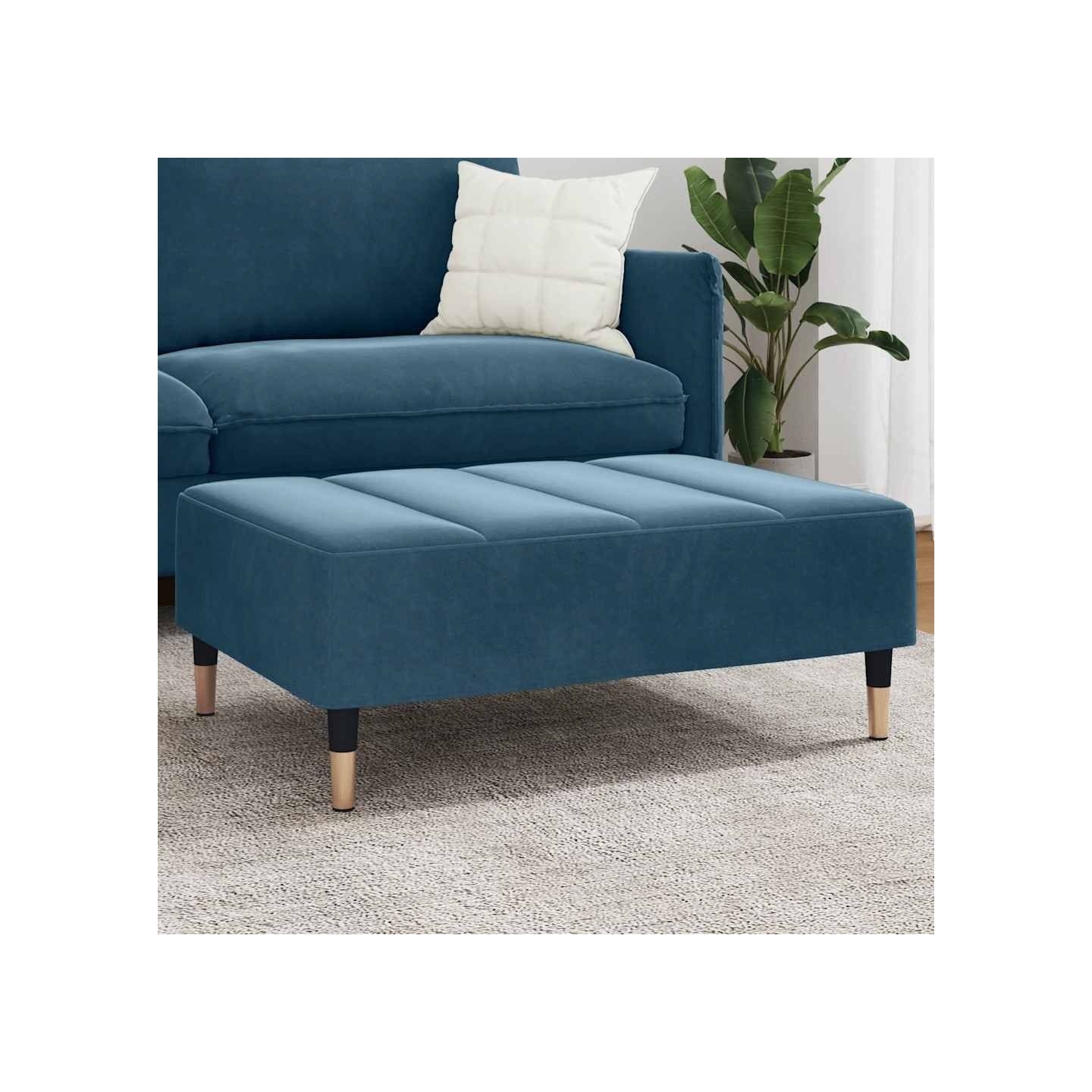 Repose-pied bleu 77x55x31 cm velours