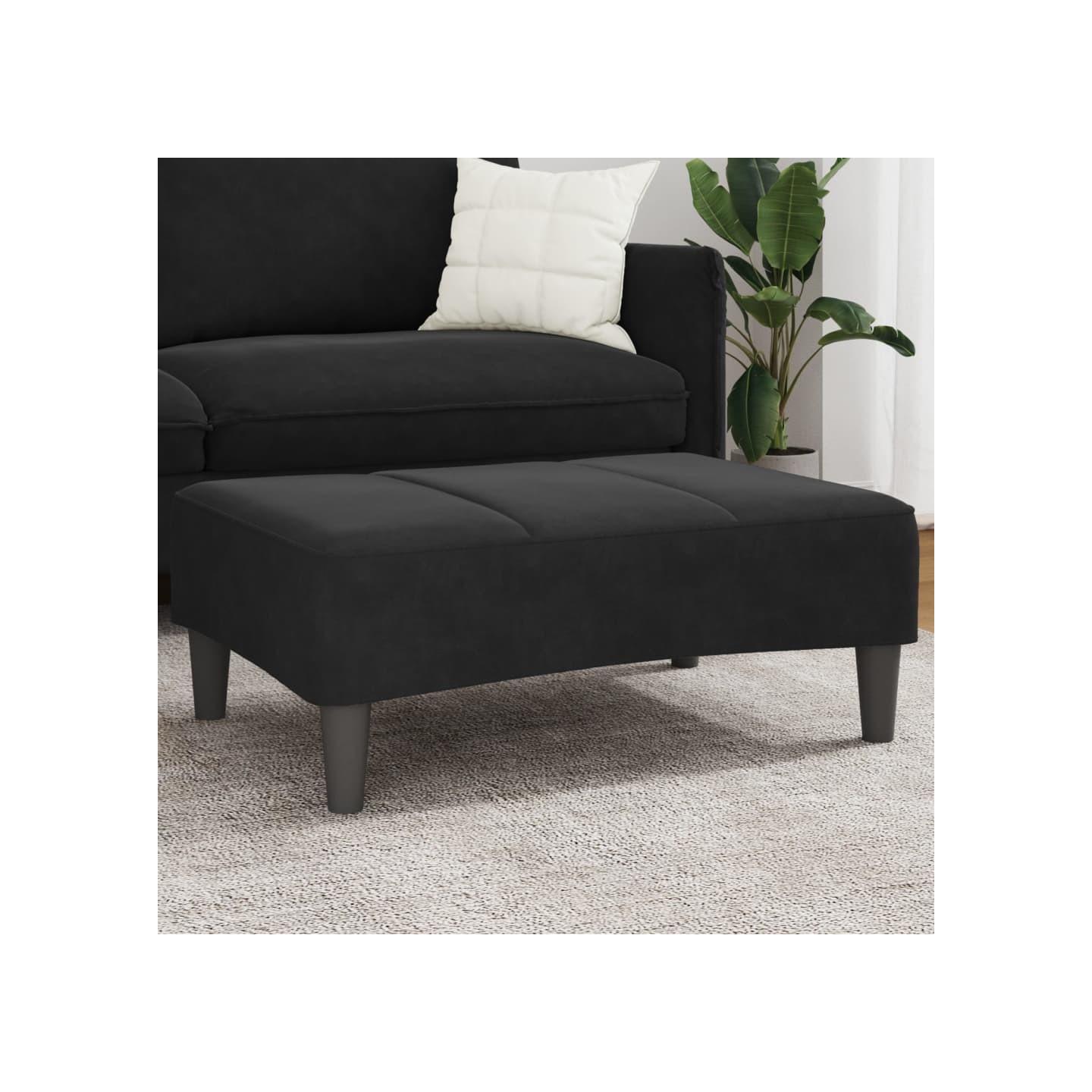 Repose-pied noir 77x55x31 cm velours