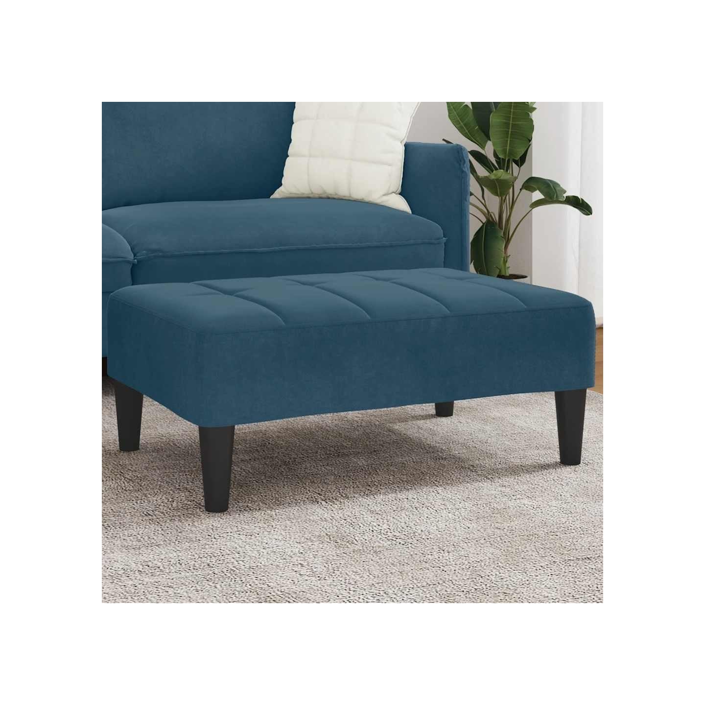 Repose-pied bleu 77x55x31 cm velours
