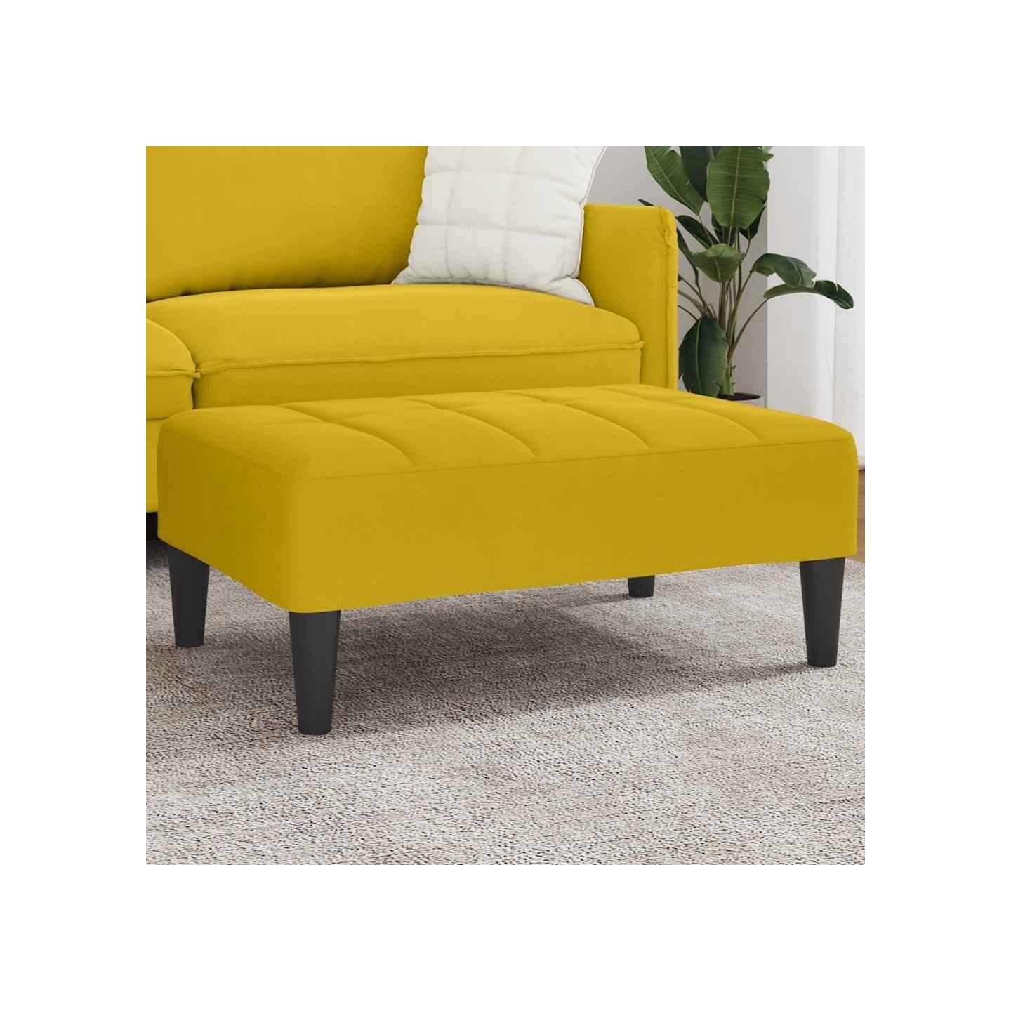 Repose-pied jaune 77x55x31 cm velours