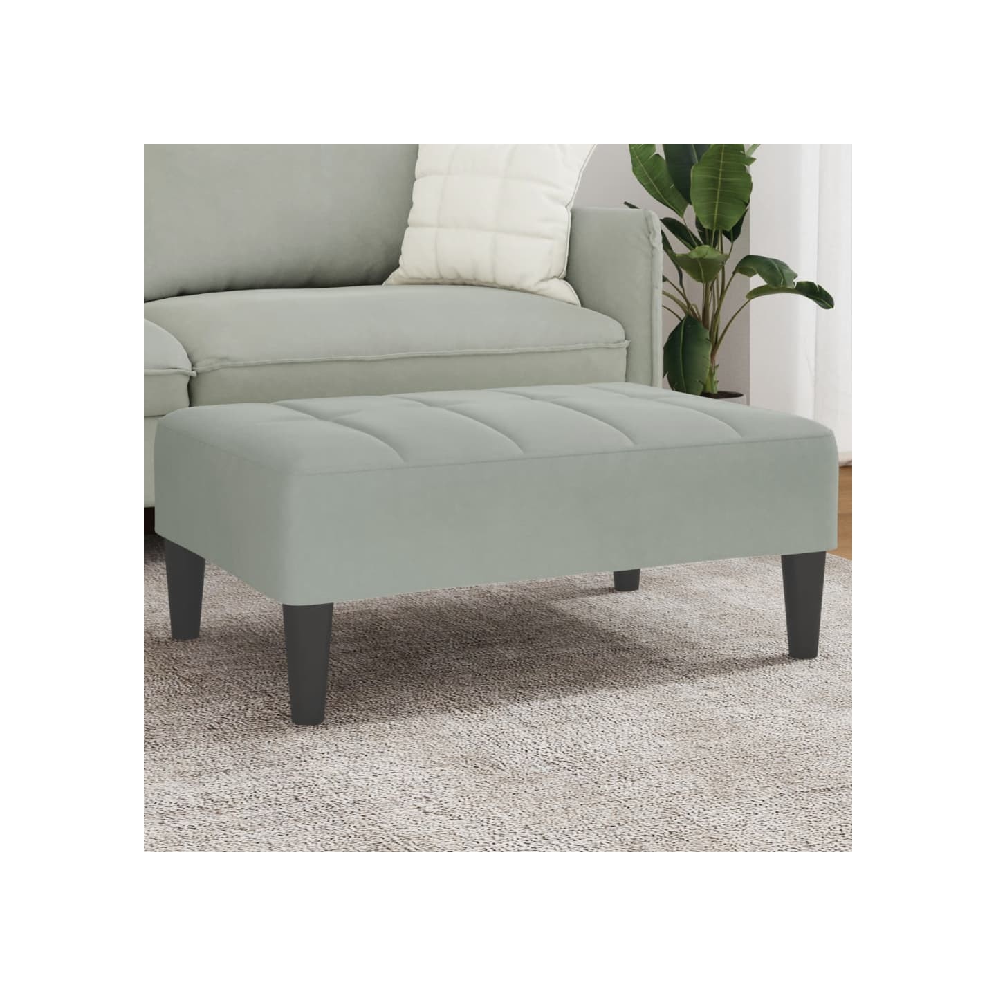 Repose-pied gris clair 77x55x31 cm velours