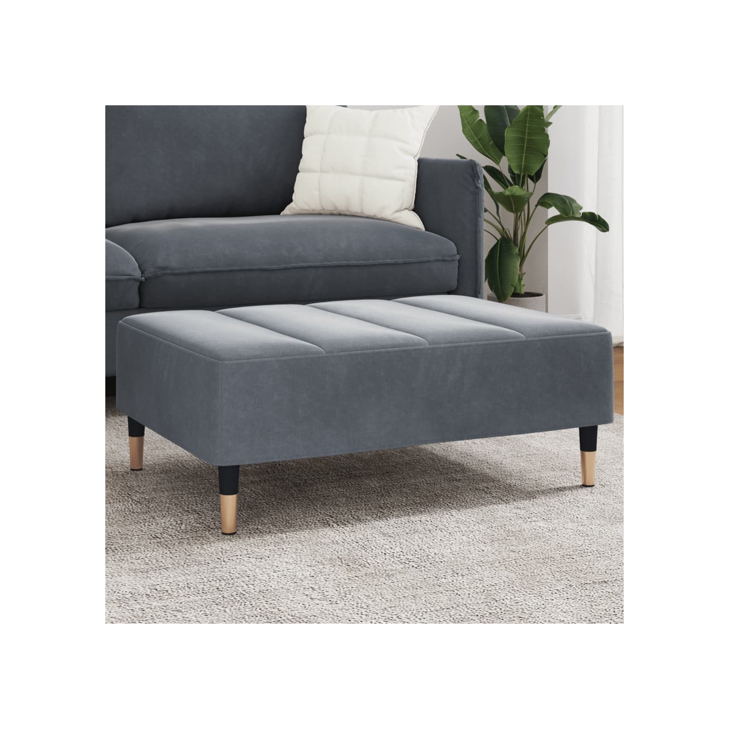 Repose-pied gris foncé 77x55x31 cm velours