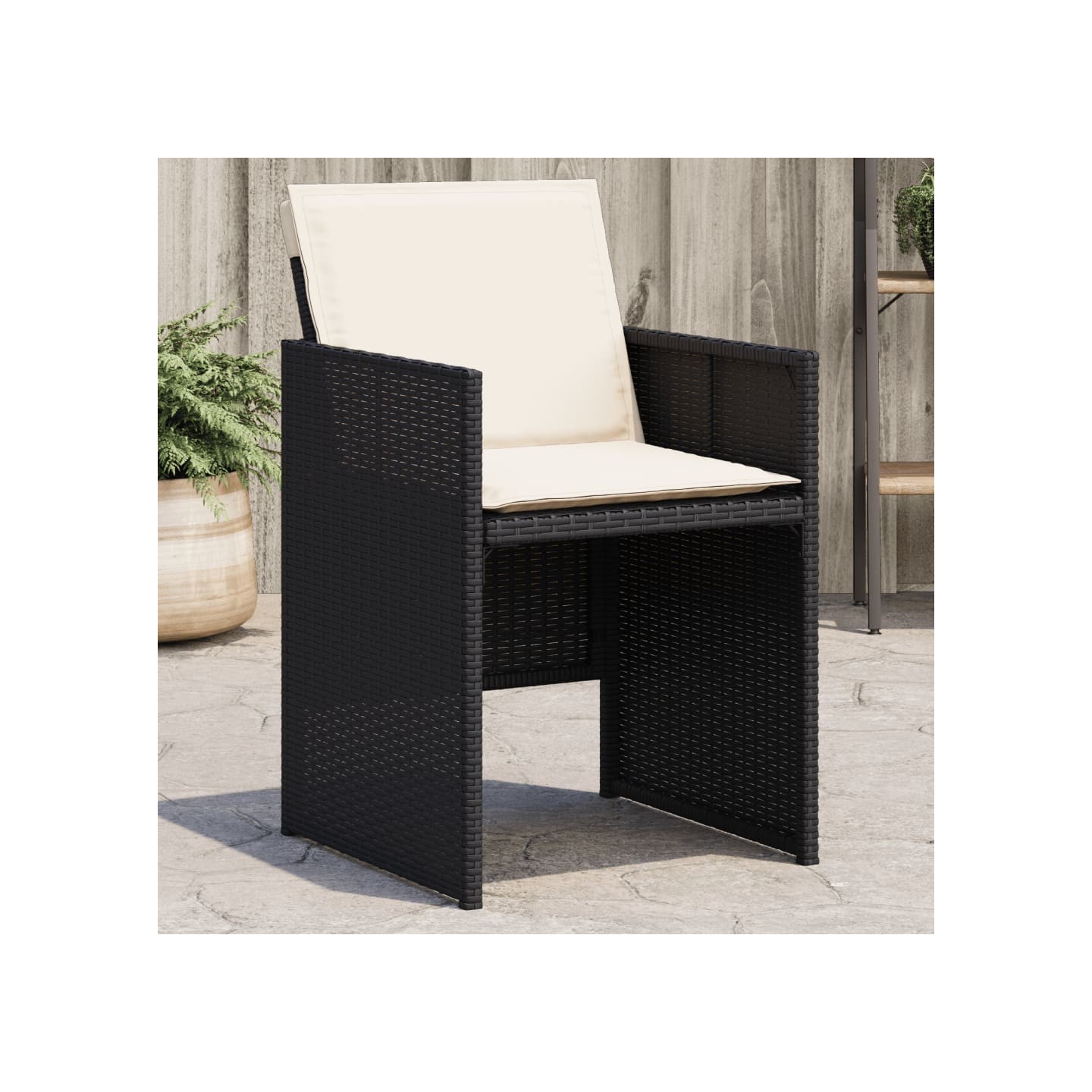 Chaises de jardin lot de 4 avec coussins noir résine tressée