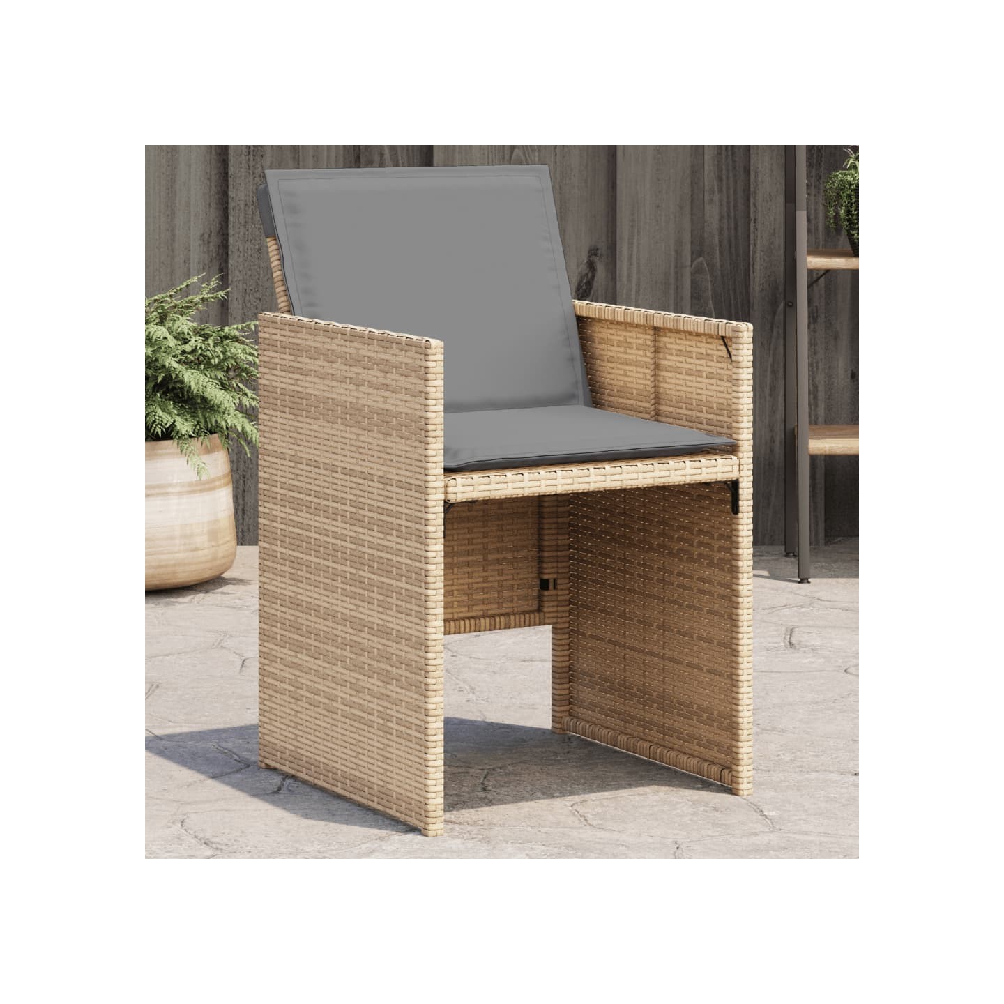 Chaises de jardin avec coussins lot de 4 mélange beige