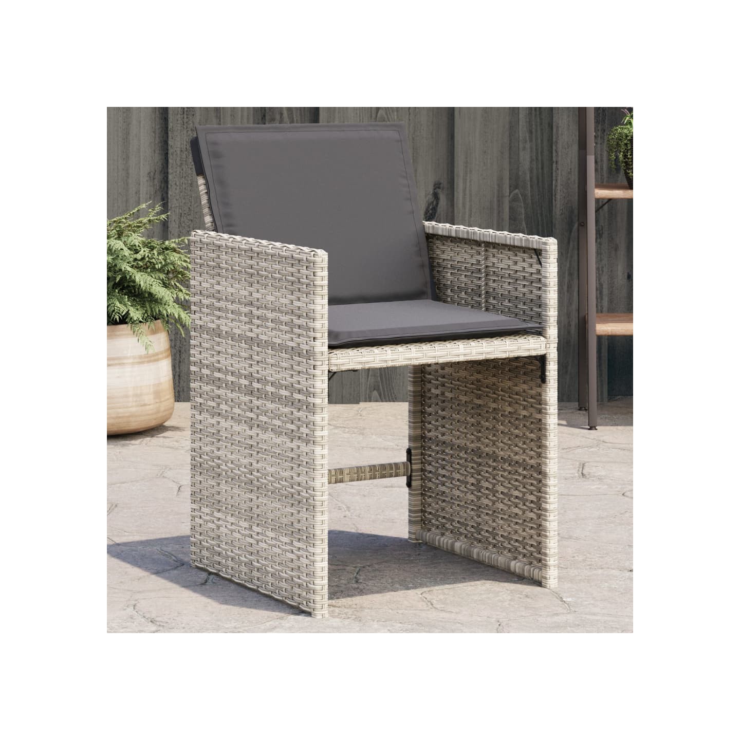 Chaises de jardin avec coussins lot de 4 gris clair poly rotin