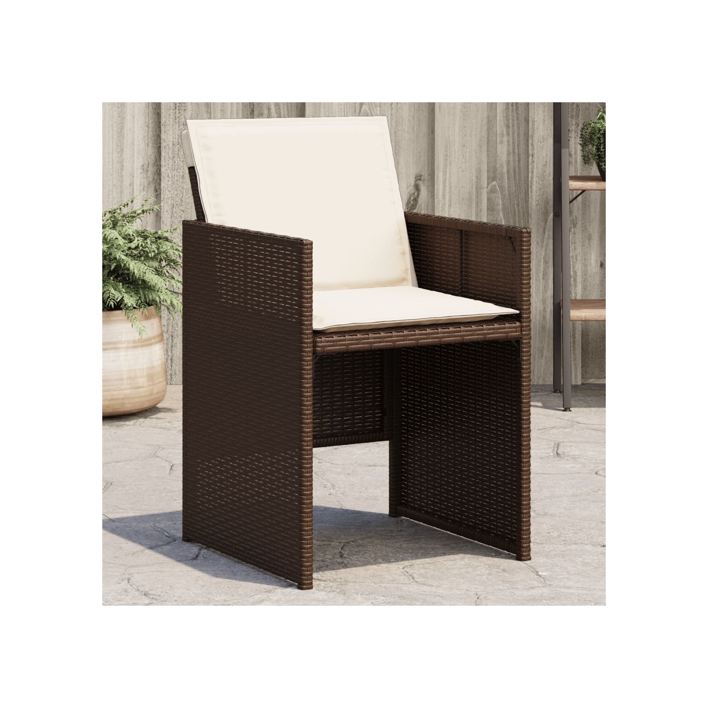 Chaises de jardin avec coussins lot de 4 marron résine tressée