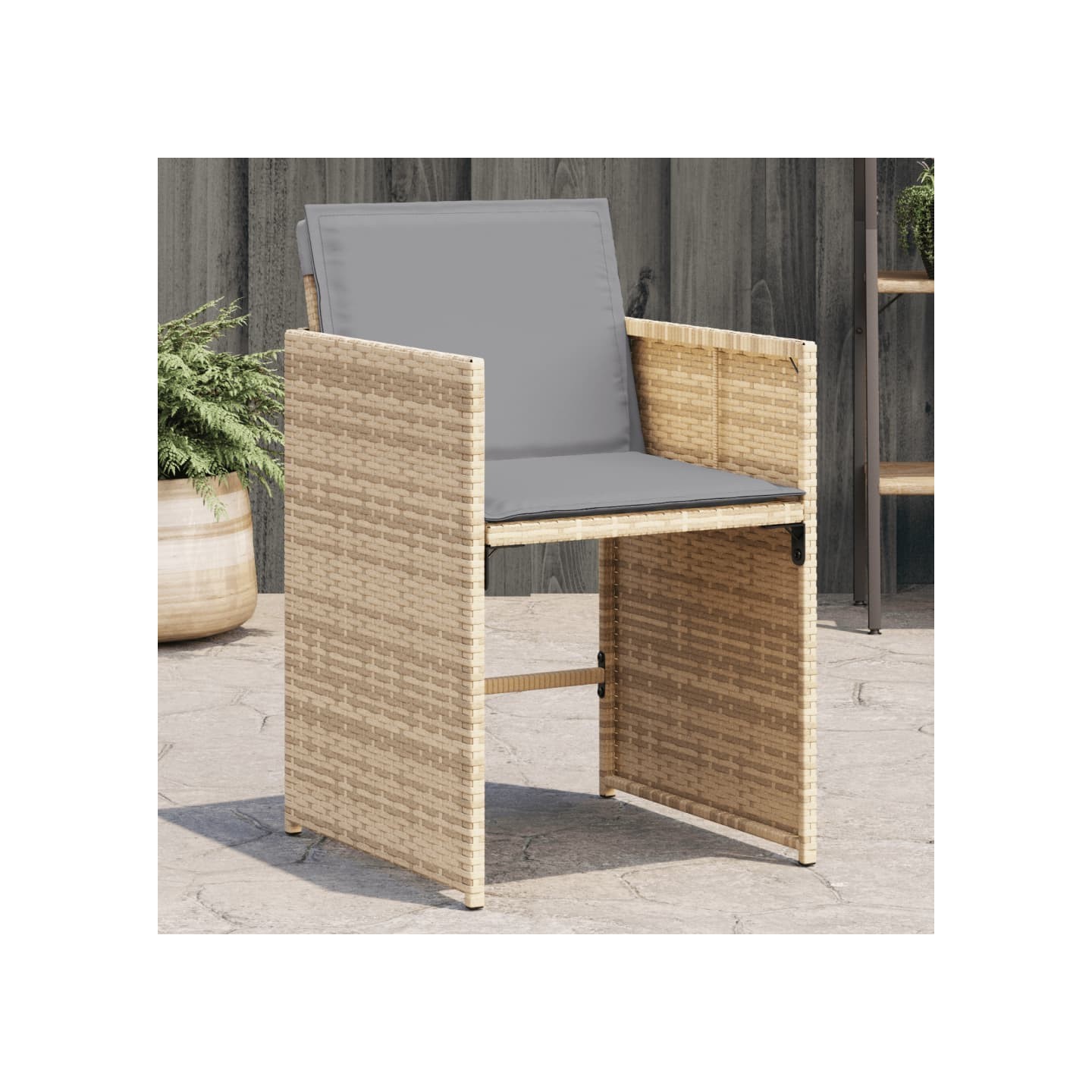 Chaises de jardin avec coussins lot de 4 mélange beige