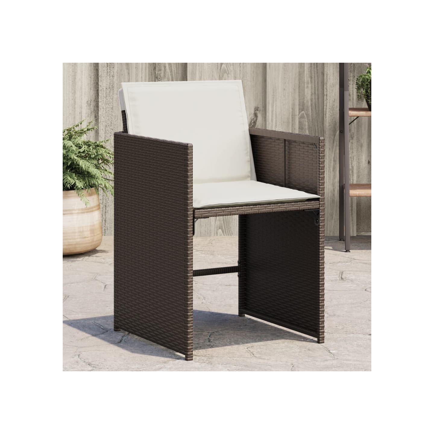 Chaises de jardin avec coussins lot de 4 marron résine tressée