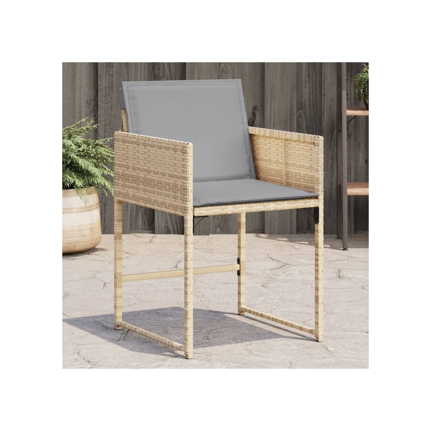 Chaises de jardin avec coussins lot de 4 mélange beige