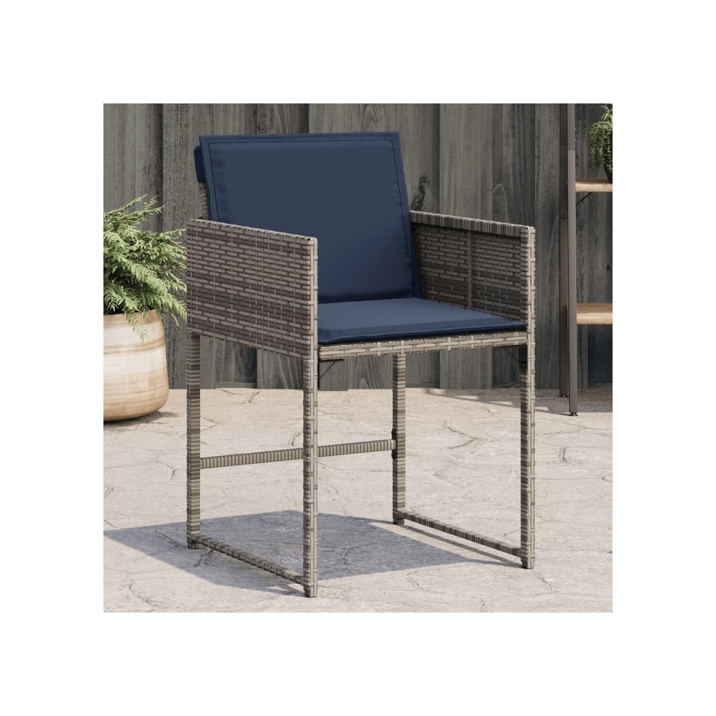 Chaises de jardin avec coussins lot de 4 gris résine tressée