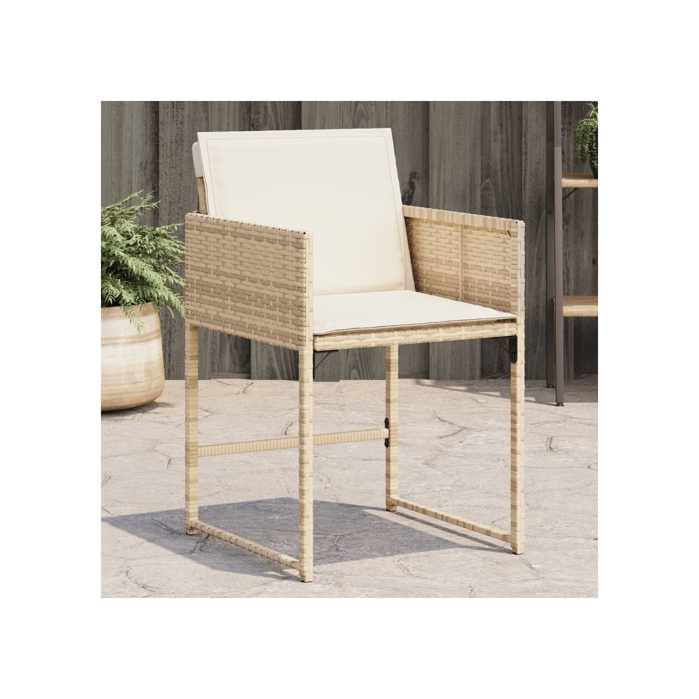 Chaises de jardin avec coussins lot de 4 beige résine tressée
