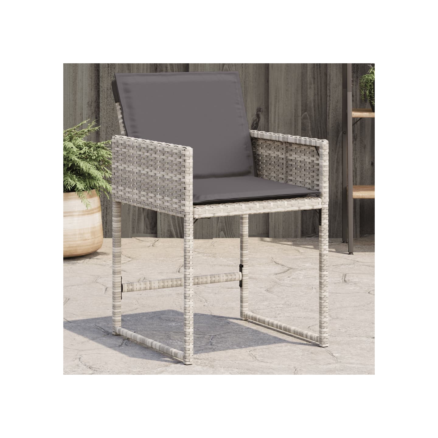 Chaises de jardin avec coussins lot de 4 gris clair poly rotin