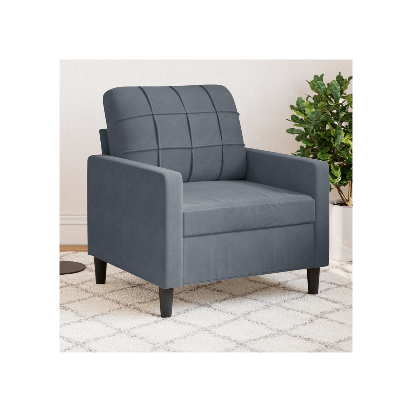 Fauteuil Gris foncé 60 cm Velours