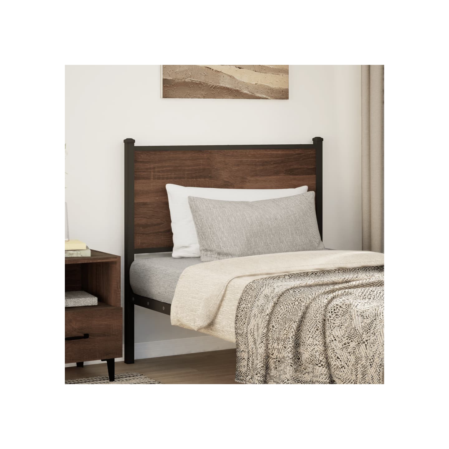 Tête de lit de remplacement chêne marron 80 cm bois d'ingénierie et acier