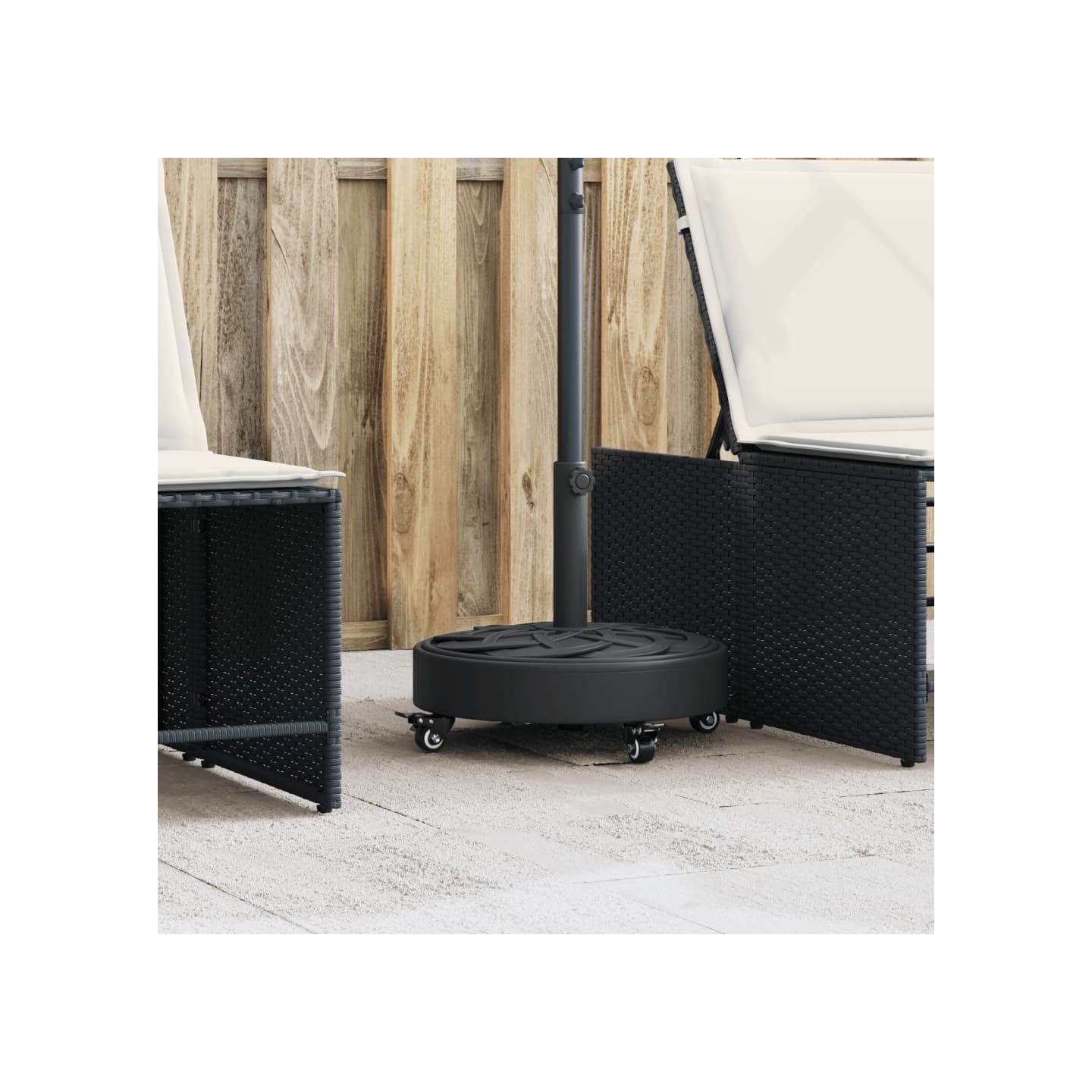 Base de parasol avec roues pour mâts Ø38 / 48 mm 27 kg rond