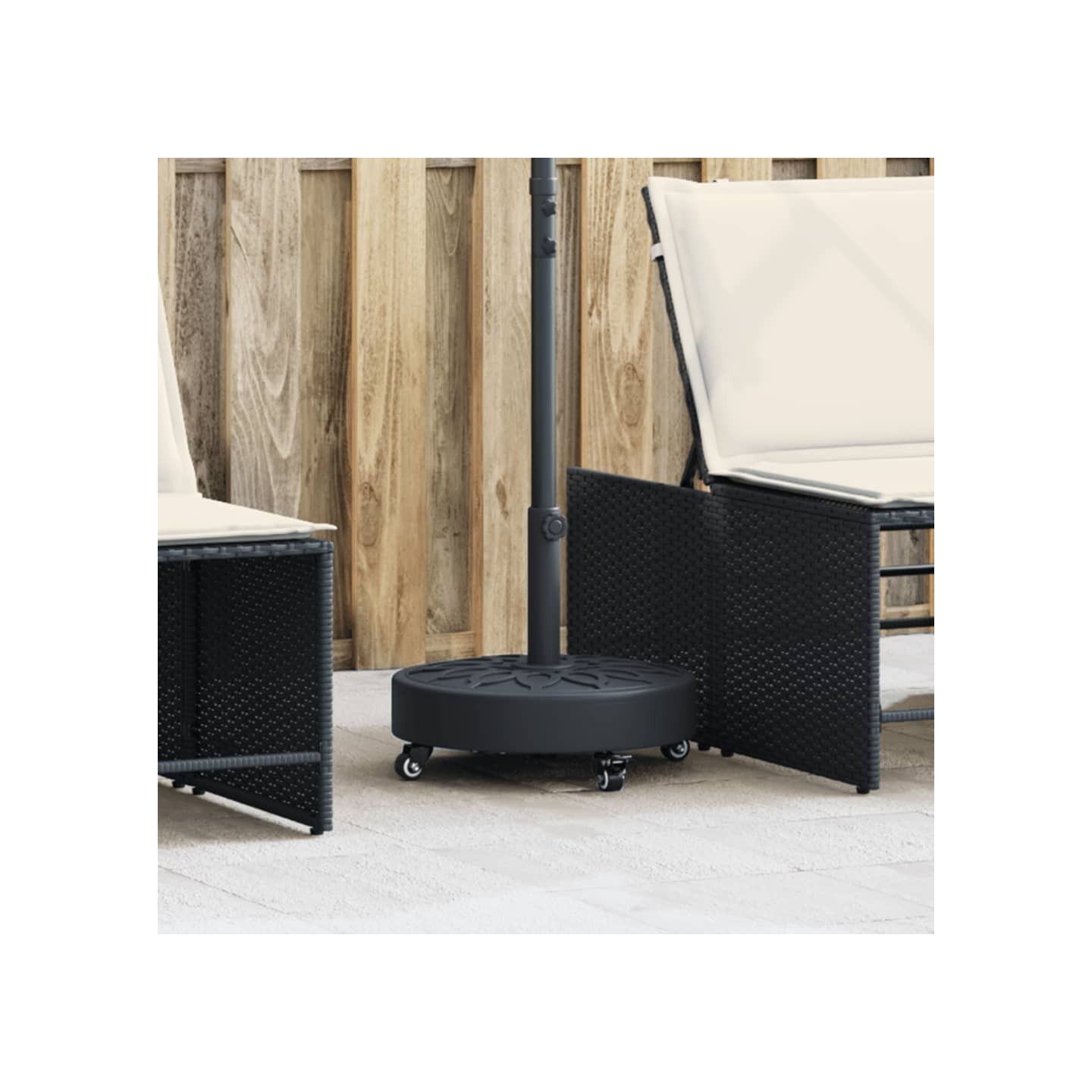 Base de parasol avec roues pour mâts Ø38 / 48 mm 27 kg rond