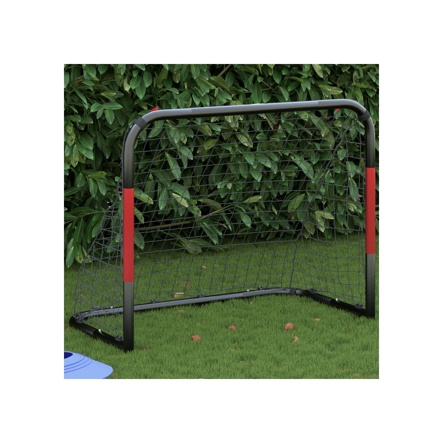 But de football avec filet rouge et noir 90x48x71 cm acier