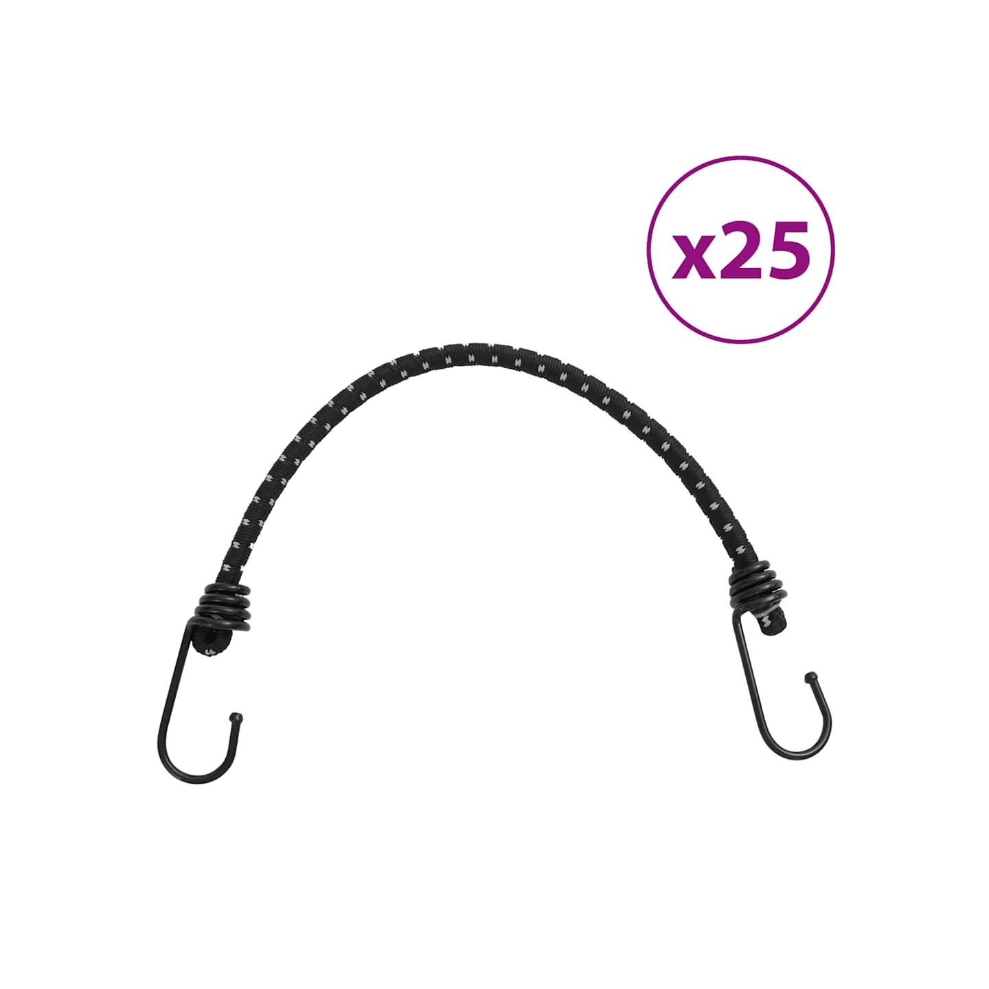 Cordes élastiques avec bandes réfléchissantes et crochets 25pcs