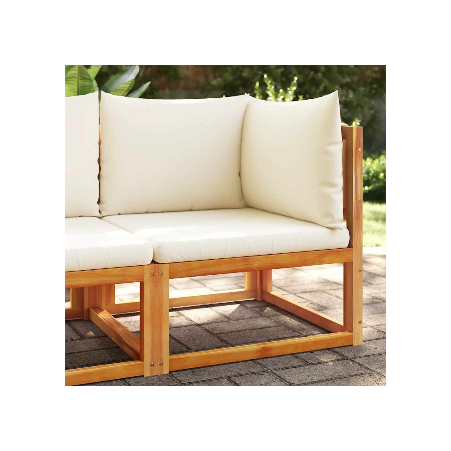Canapé d'angle de jardin avec coussins en bois d'acacia et corde