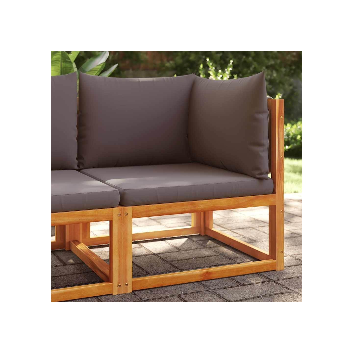 Canapé d'angle de jardin avec coussins en bois d'acacia et corde