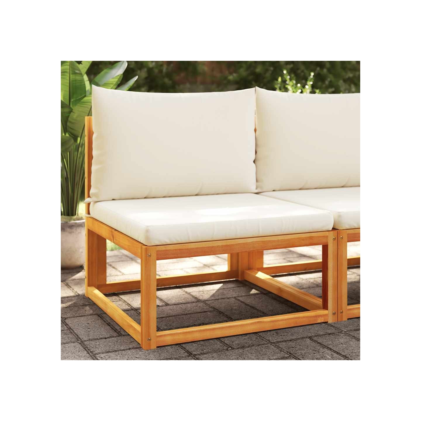 Canapé de jardin sans accoudoirs avec coussins en bois d'acacia