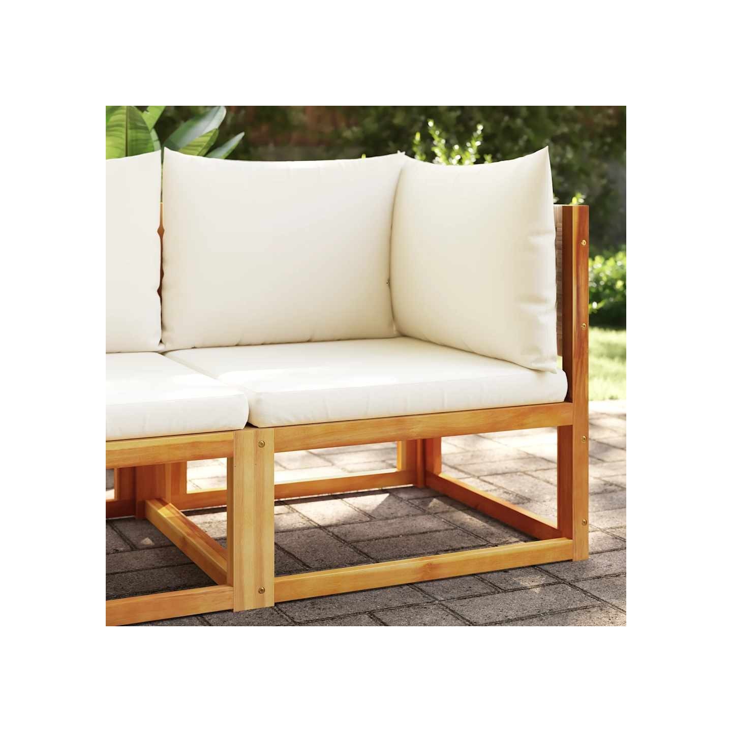 Canapé d'angle de jardin avec coussins en bois d'acacia et rotin