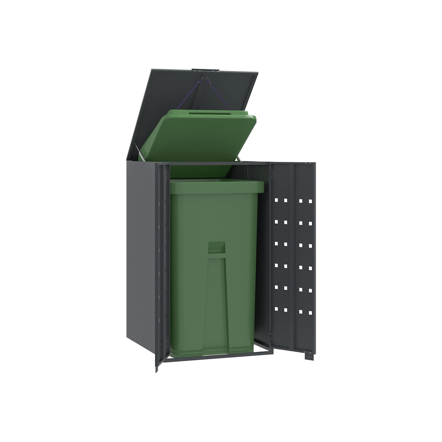 Abri pour poubelle à roulettes 1 bac anthracite 69x79x117 cm
