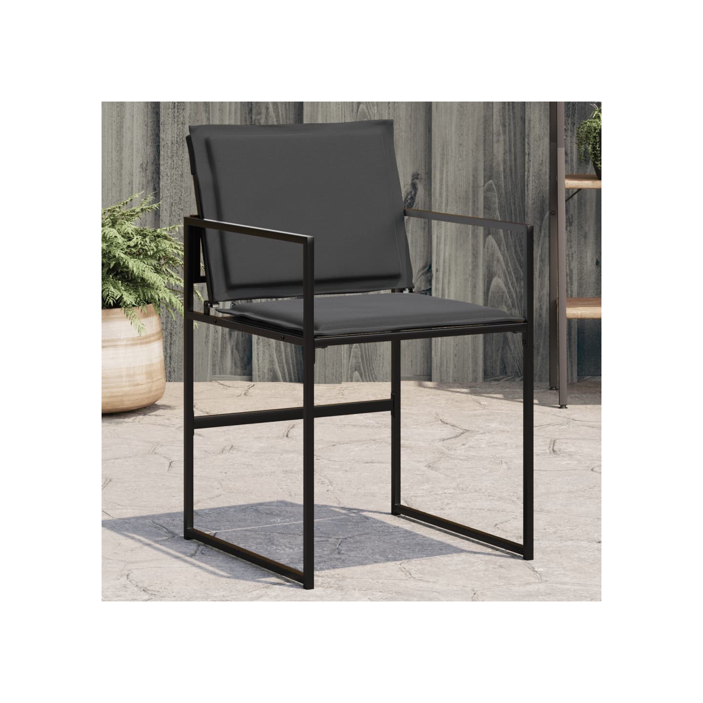 Chaises de jardin et coussins lot de 4 noir acier et textilène