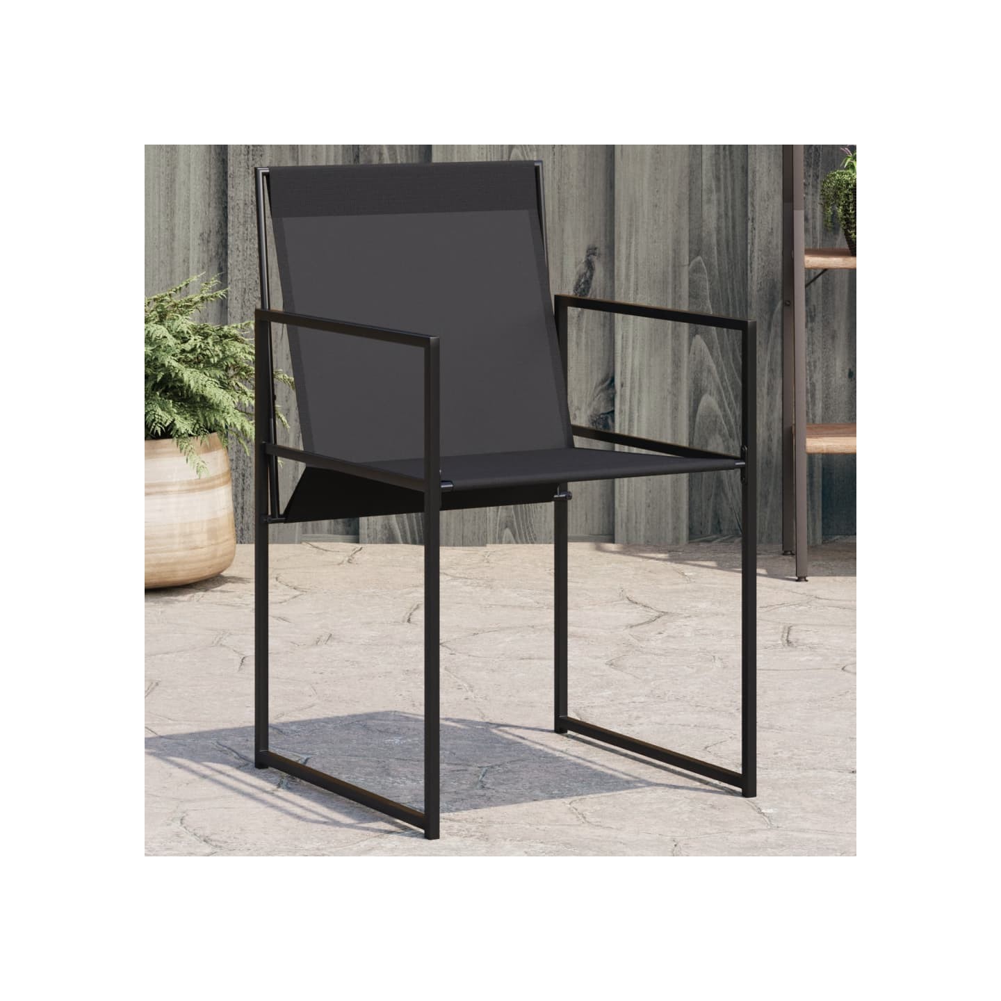 Chaises de jardin 4 pcs noir acier et textilène