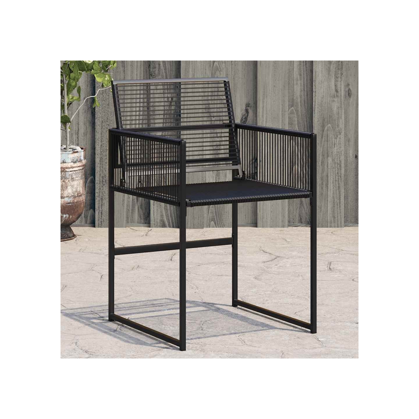 Chaises de jardin lot de 4 noir résine tressée